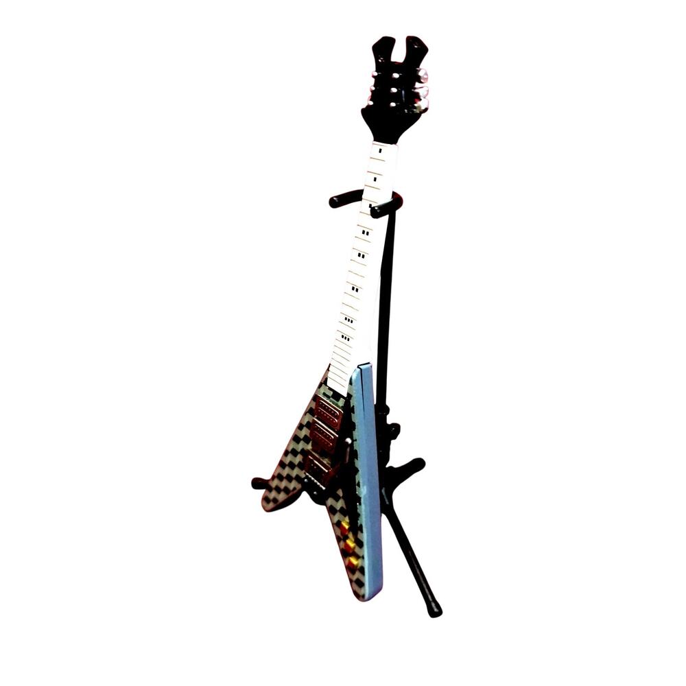 Miniature Electric Guitar Collection (3–4 in Tall) w/ Stands – Display / Lot